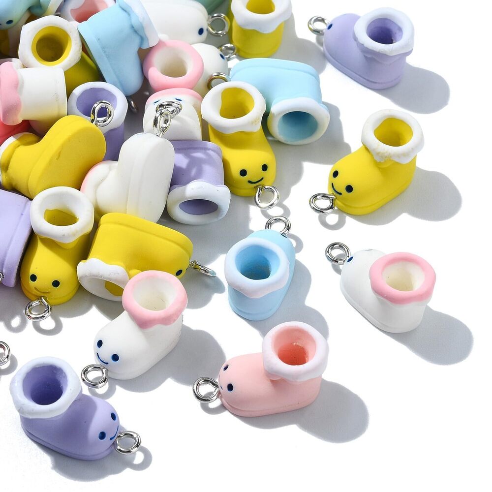 2918 50Pcs Random Resin Boot Charms Colorful Boot Shaped Charms Summer Rain
